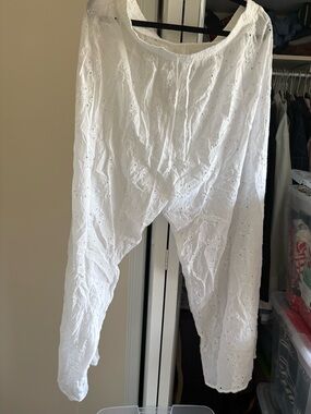 Abercrombie Women's White Eyelet Cotton Pants NEW
